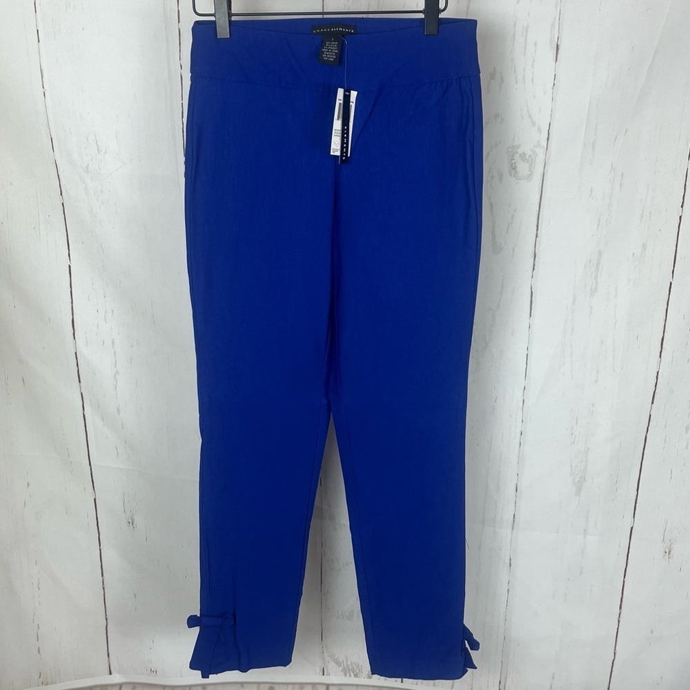 Grace Elements bright blue ankle pants with bow detail Small NWT